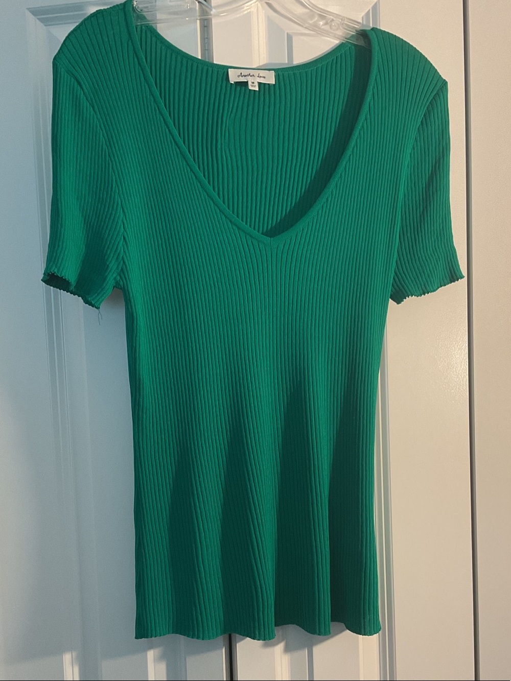 Another Love Emerald Ribbed V-Neck Short Sleeve Tee